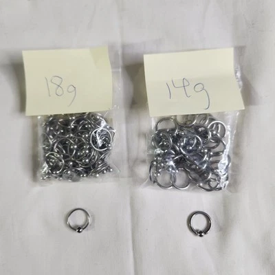 Lote grande calibre 18g y 14g CBR anillo de cuentas cautivo piercing corporal acero quirúrgico #A Foto 1 de 4