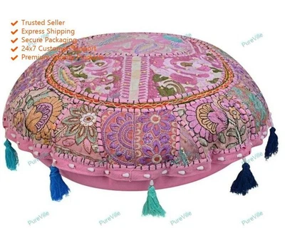 Funda Redonda India Mandala Otomana Decoración Otomana Cojín Funda Foto 1 de 4