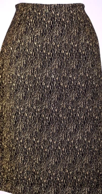 ST.JOHN Women's Knit Black Metallic Gold Throughout Shimmer Skirt Sz 2 - Image 1 of 3