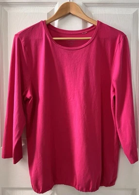 Chico's Women's Hot Pink 3/4 Sleeve pima Cotton Blend Top Sz Chico's 3 (US XL) - Image 1 of 4