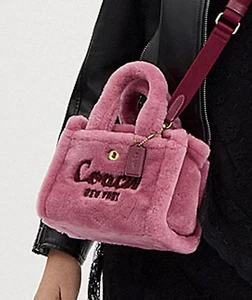Coach Pink Fur Shoulder Bag - Picture 1 of 8