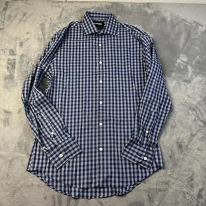 Bonobos Shirt Mens 15.5 34 Blue White Plaid Slim Fit Button Up Long Sleeve NEW - Picture 1 of 11