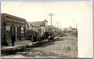 RIDGEWAY WI STATE BANK POST OFFICE ANTIQUE REAL PHOTO POSTCARD RPPC ADVERTISING - Picture 1 of 2