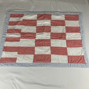 VTG Ralph Lauren Euro Sham Red Gingham Chambray Blueberry Farm Flag 24 x 30 - Picture 1 of 7