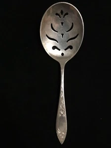 Cuchara pequeña para servir guisantes Stieff de 8" Lady Claire grabada a mano en plata de ley - Imagen 1 de 6