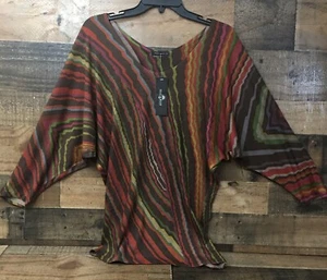 NWT Nally & Millie Top Women Small Boho Hippie Retro Geometric Dolman Sleeve USA - Picture 1 of 5