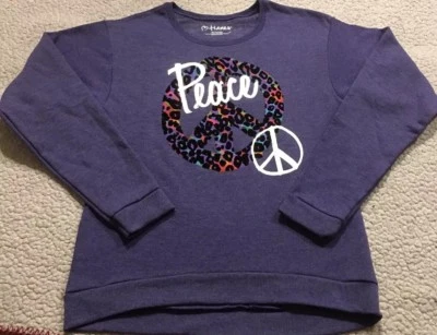 Hanes Sweatshirt Girls XL Peace Sign Purple NEW Soft Cute - Image 1 of 4