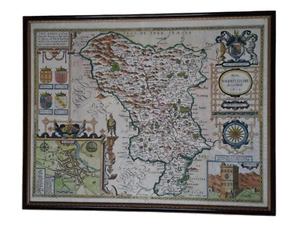 John Speed original antique map Derbyshire (Darbieshire) described 1610 - Picture 1 of 11