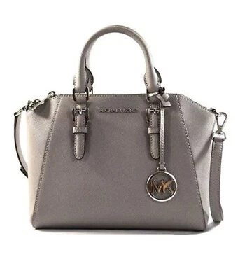Michael Kors Ciara Medium Saffiano Leather Crossbody Bag Purse Gray - Image 1 of 4