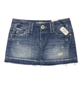 New Aeropostale Micro Mini Low Rise Jean Skirt 5/6 Distressed Denim Grunge Y2K - Picture 1 of 9