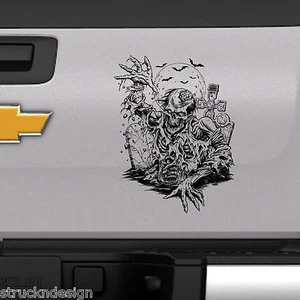 Zombie Skull Brain Graveyard Tailgate Hood Window Decal Vehicle Truck Car Vinyl - Bild 1 von 7