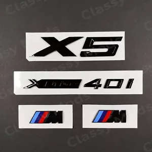 X5 xDrive 40i Gloss Black Badges for BMW Emblem Set M Sport - Picture 1 of 4