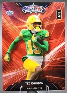 Tez Johnson /10 2023 Wild Card Metallix PRC Rookie Red Holo Oregon Ducks SP - Picture 1 of 2