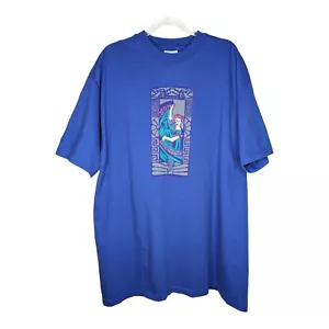 T-shirt geometrica vintage taglia XL viola grafica mondo ballerina architettura USA - Foto 1 di 8