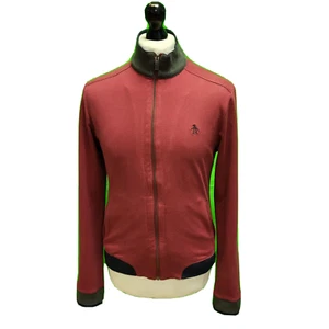 XX367 Men's Penguin Burgundy Zip Long Sleeve Sweatshirt UK S EU 48 - Picture 1 of 5