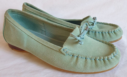 Mocassini Clarks Flats in pelle scamosciata verde blu taglia 5