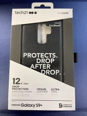 Funda de cuero vegano negra Tech21 Evo Luxe Samsung Galaxy S9+ Plus Foto 1 de 4