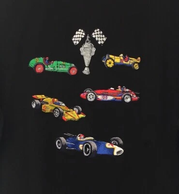Casey Coleman L Camiseta Negra Bordada Coches de Carreras Trofeo Bandera a Cuadros Foto 1 de 4