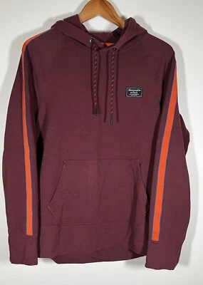Abercrombie & Fitch maroon oversized hoodie orange racing stripe sz S comfy - Image 1 of 4