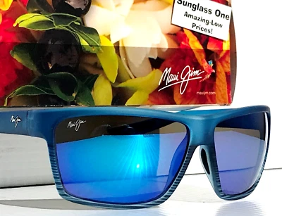 Óculos de sol Maui Jim ALENUIHAHA listras azuis pretas POLARIZADO azul vidro B3839-03S - Imagem 1 de 4