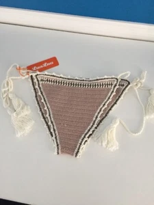 Knitty Kitty Knitimates Lua Lua Knit Crochet Tan  Side Tassle Bikini Panty M - Picture 1 of 5