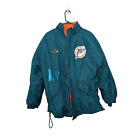 Miami Dolphins Jacket Mens Large Aqua Green Orange Puffer Coat Apex One Nfl