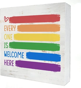 Rustic Pride Rainbow Quote Wood Box Sign - 5" X 5" Home & Office Decor - Picture 1 of 13