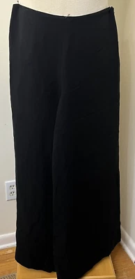 Ralph Lauren 紫色标签女式裤子 12 码图标黑色丝绸意大利 MSRP $1,690 — 第 1/4 张图片