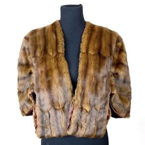Vintage 1950's Brown Rabbit Fur Stole Shawl NEW