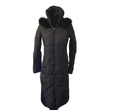 Abrigo Via Spiga gris con capucha ribete de piel relleno talla XS Foto 1 de 4