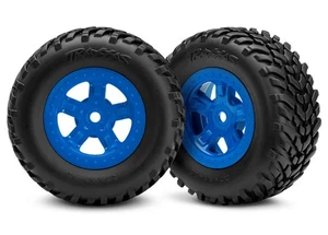 Traxxas LaTrax Part #7674: 1/18 SCT Pre-Mounted Tires w/SCT Wheels (Blue) (2) - Picture 1 of 1