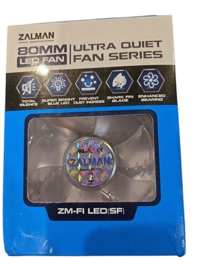  Zalman 80mm ULTRA SILENT Fan ZM-F1 (SF) 12V Shark Fin New In Box (227) - Image 1 of 2