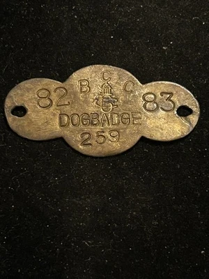 1982 - 83 税币 BCC 狗牌许可证 #259 狗徽章未知国家 — 第 1/2 张图片