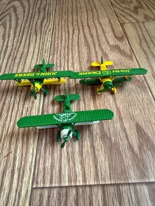 SET OF 3 1930'S JOHN DEERE DIECAST METAL REPLICA BI-PLANES - Picture 1 of 3