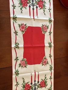Vintage Weihnachten Tischläufer Kerzen und Stechpalme 15”x38” - Bild 1 von 9