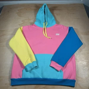 A5324 SDMN Sidemen Felpa con Cappuccio Multicolore Pastello Colorblock Pullover Taglia Large - Foto 1 di 10