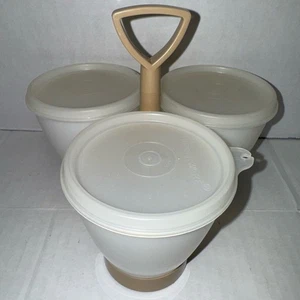 Tupperware Gewürzbehälter mit Deckel Mandel Made in USA 70er Vintage 757-4 - Bild 1 von 3