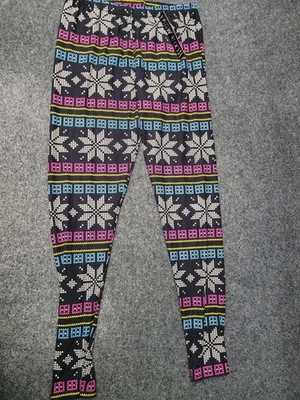 Nuevo Mixto Leggings Mujer Talla Grande Negro Fair Isle Estampado Copo de Nieve Acogedores Pantalones Foto 1 de 4