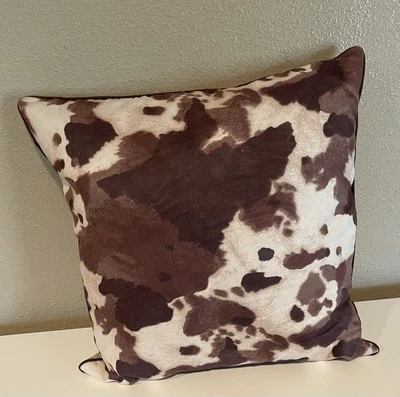 Almohada con estampado de vaca occidental imitación cuero de vaca cojín rústico granja Foto 1 de 4