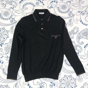 VERSACE COLLECTION VINTAGE GOLF LANA MERINO MADE 🇮🇹 XXL BLACK SWEATER WOOL ITA - Picture 1 of 17
