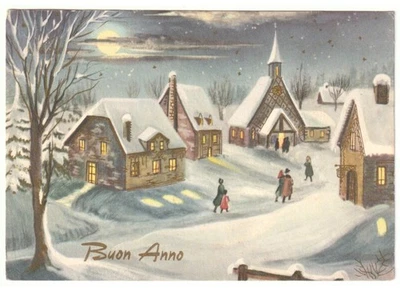 1966 País Nevado Fedeli Iglesia Misa Año Nuevo Postal Vintage Feliz Año - Imagen 1 de 2