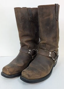 Stivali moto Double-H uomo 4004 marrone cavallo pazzo pelle imbracatura taglia 9,5 D - Foto 1 di 20