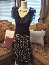 Marc New York NWT black party/dinner sleeveless top with sheer dotted collar L