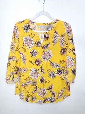 Blusa Van Heusen Amarilla Floral Viscosa Sedosa Ligera Para Mujer Talla Pequeña Nueva con Etiquetas Foto 1 de 4