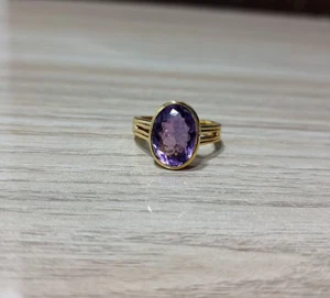 Natural amethyst Ring Anniversary Birthday Gift For 18k Gold Plated Silver Rings - Picture 1 of 5