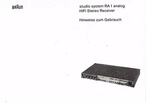 Braun Bedienungsanleitung user manual owners manual für RA 1 analog Copy - Picture 1 of 1