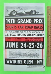 PÓSTER ORIGINAL DEL WATKINS GLEN GRAN PREMIO 1966/VOLANTE DE EVENTO Chaparral SCCA Xlnt - Imagen 1 de 5