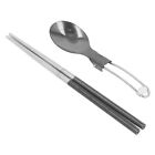 Camping Spoon And Chopstick Set 304 Stainless Steel Portable Utensils Fold XS