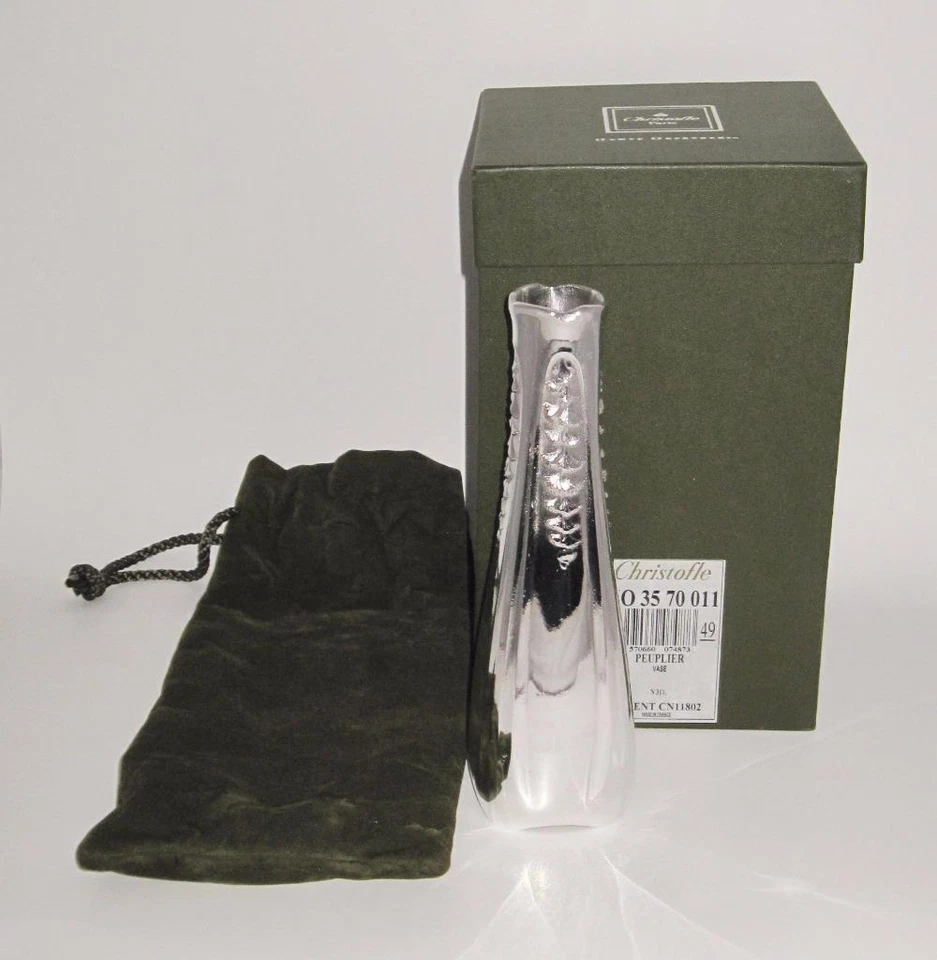 Jarrón Christofle France 311 plata estilo Art Nouveau Peuplier, 8 1/2" Foto 1 de 1