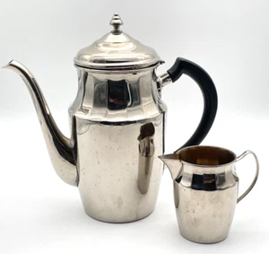Kaffeekanne & Milchgießer Set aus Metall - Kaffee Kanne Kännchen Ausgießer Tee - Picture 1 of 16